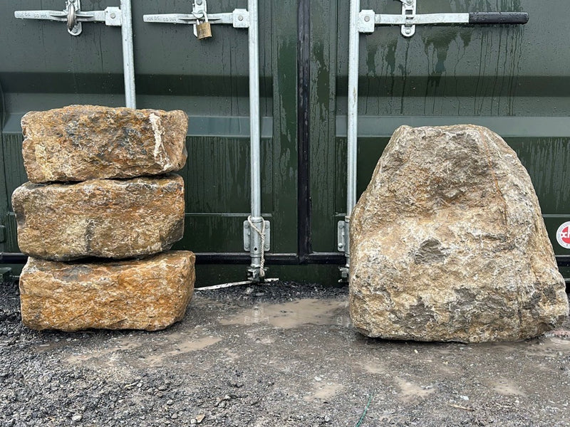 Bespoke Order - Golden Granite stack, Standing Stone & Sawn Slate Monolith
