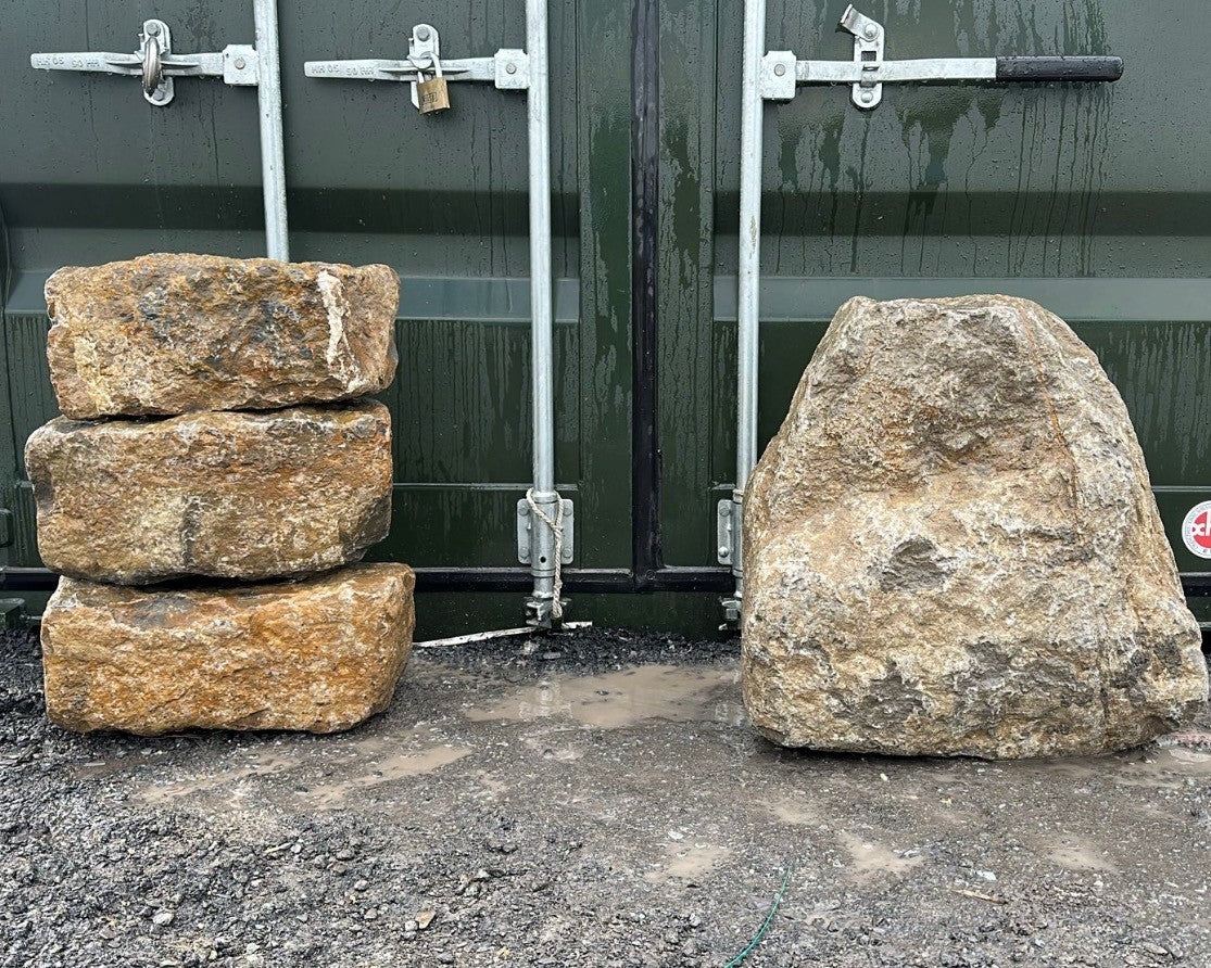 Bespoke Order - Golden Granite stack, Standing Stone & Sawn Slate Monolith